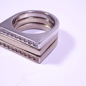 Designer Women's Triple Bar Crystal Stackable Ring Sz 6 NWOT 138